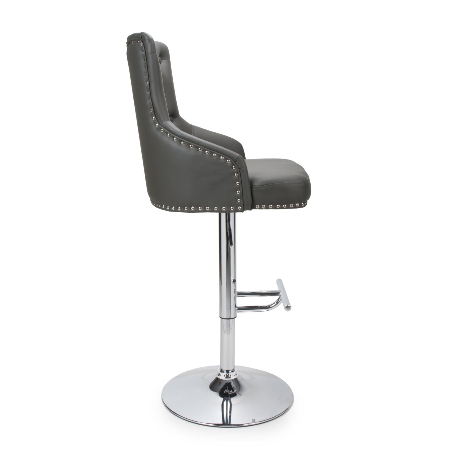 Hawksmoor Graphite Grey Leather Match Luxury Bar Stool