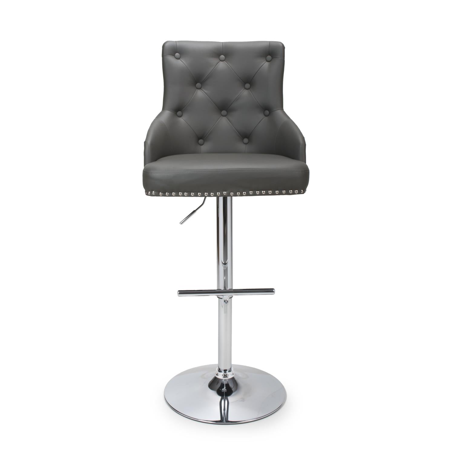 Hawksmoor Graphite Grey Leather Match Luxury Bar Stool