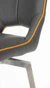 Shankar Graphite Grey Leather Match Swivel Bar Chair