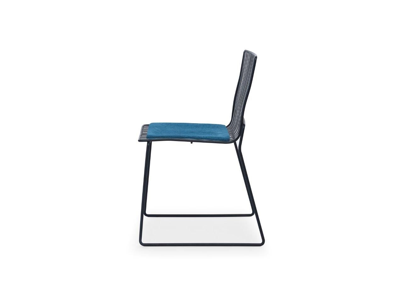 Gillmore Space Finn Stacking Dining Chair Admiral Blue Upholstered & Black Frame