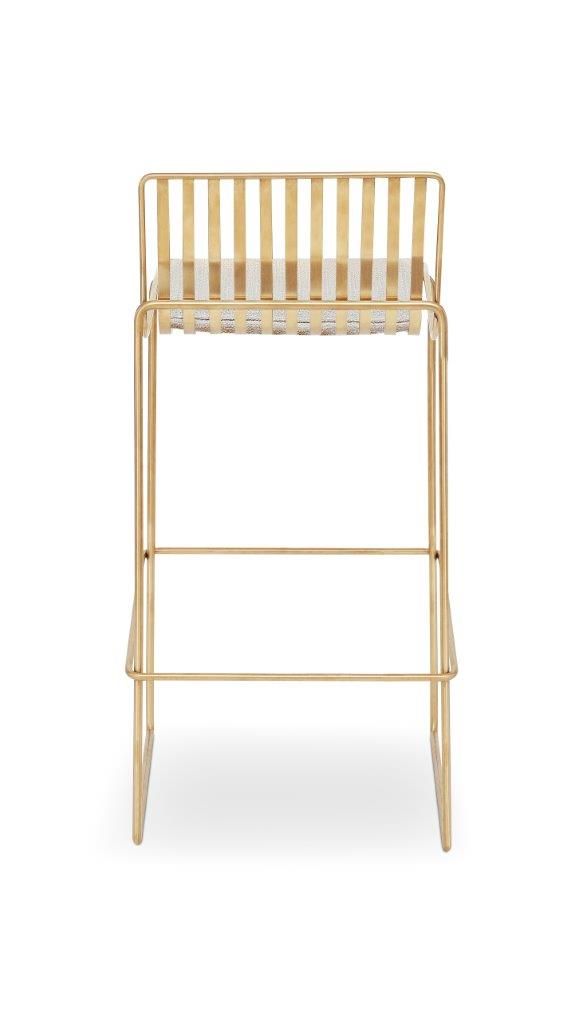 Gillmore Space Finn Bar Stool Natural Upholstered & Brass Frame