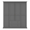 Axton Westchester Wardrobe with 4 Doors and 2 Drawers In Matt Grey