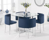 Abingdon Stowaway Glass Dining Set With 4 Velvet Dining Chairs