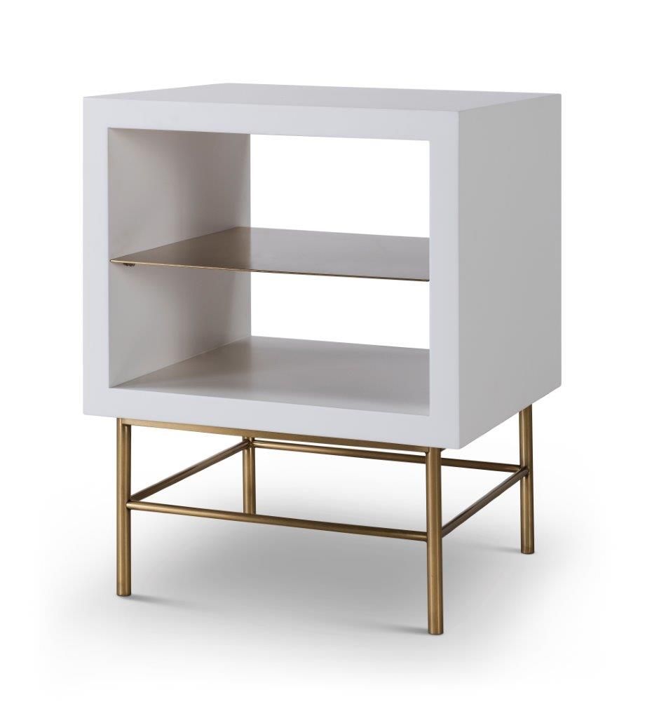 Gillmore Space Alberto Side Table White With Brass Accent