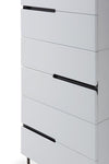 Gillmore Space Alberto Six Drawer Tall Narrow Chest White With Dark Chrome Accent