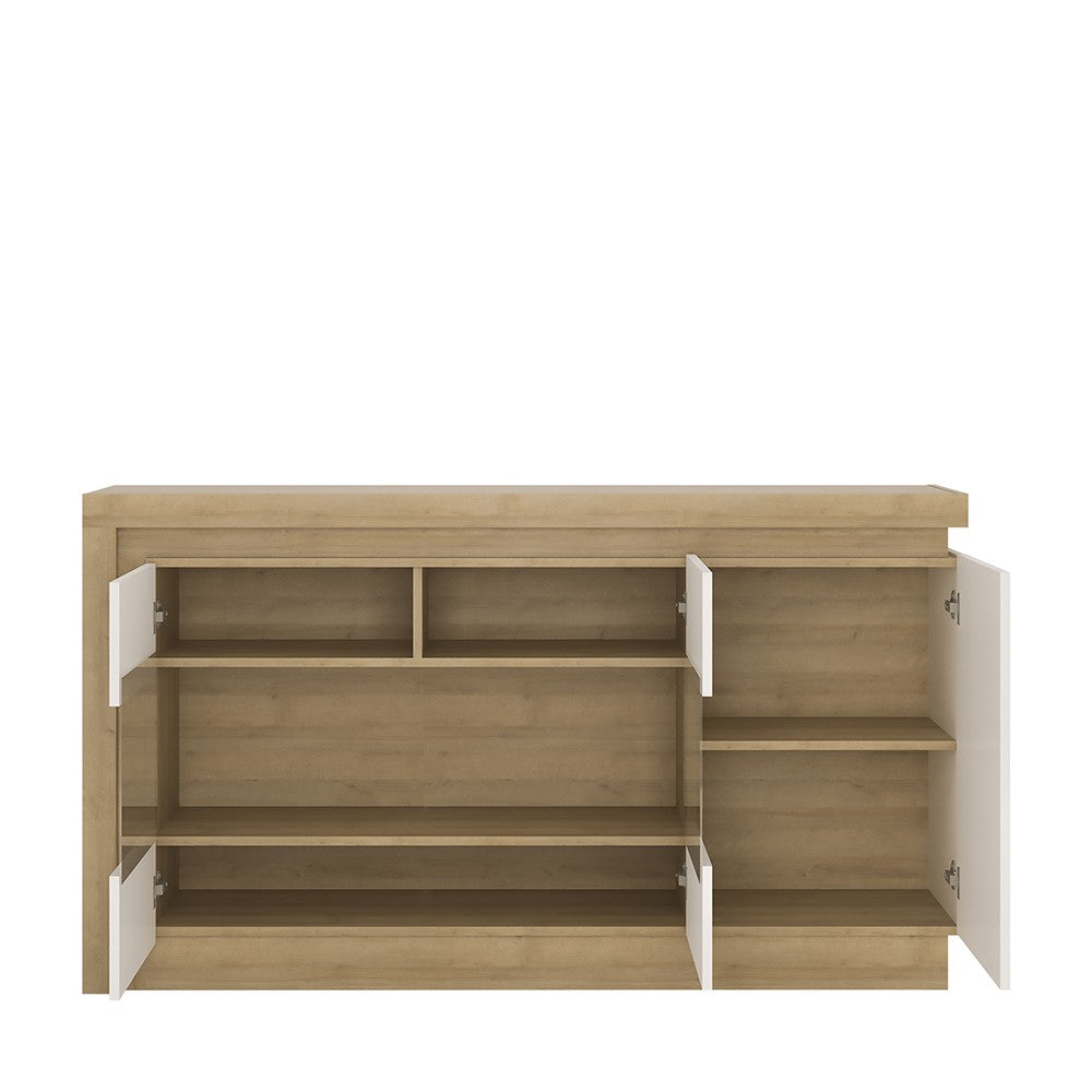 Axton Woodlawn 3 door Glazed Sideboard In Riviera Oak/White High Gloss