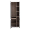 Axton Norwood Living Tall Glazed Narrow Display Unit (RHD) In White With A Truffle Oak Trim