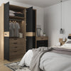 Axton Harding 4 Door Wardrobe With Mirror Doors in Stirling Oak With Matt Black Fronts