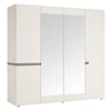 Axton Norwood Bedroom 4 Door Wardrobe With Mirrors In White With A Truffle Oak Trim