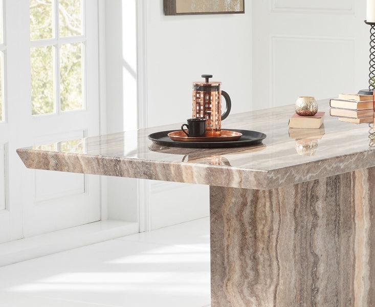 Como 200cm Brown Marble Dining Table