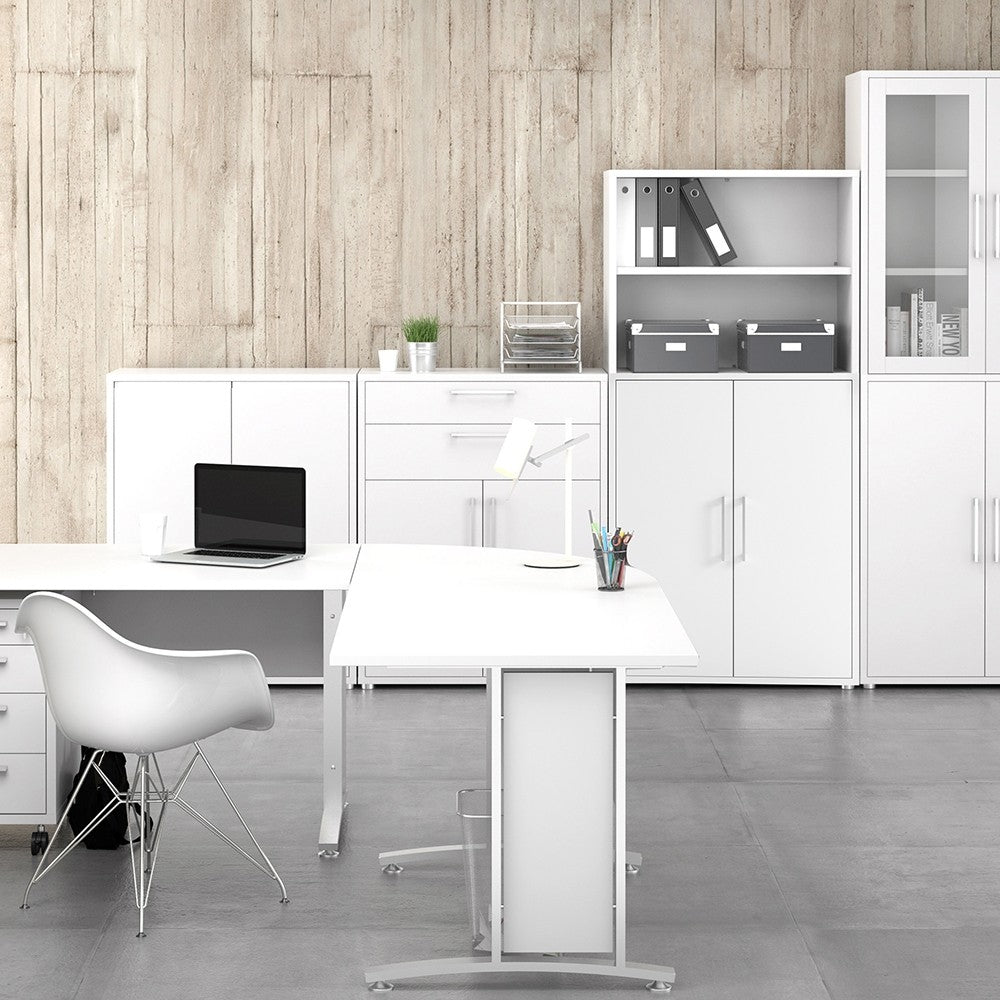 Axton Trinity Bookcase 4 Shelves with 2 Doors in White