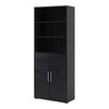 Axton Trinity Bookcase 5 Shelves with 2 Doors in Black woodgrain