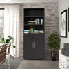 Axton Trinity Bookcase 5 Shelves with 2 Doors in Black woodgrain