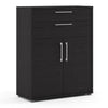 Axton Trinity Bookcase 2 Shelves with 2 Drawers And 2 Doors In Black