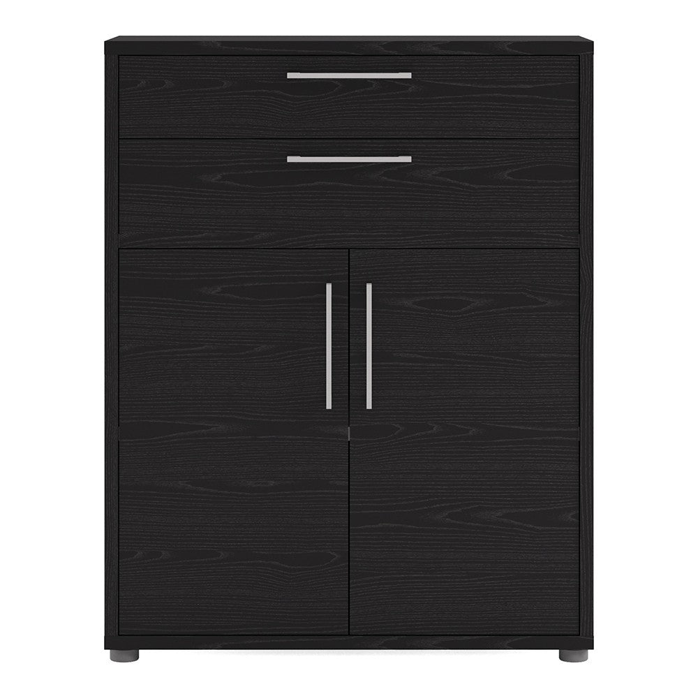 Axton Trinity Bookcase 2 Shelves with 2 Drawers And 2 Doors In Black