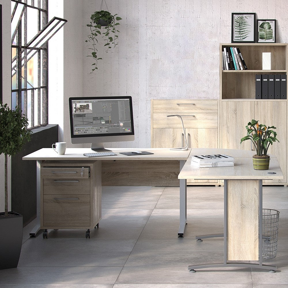 Axton Trinity Bookcase 2 Shelves with 2 Drawers and 2 Doors in Oak