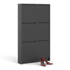 Axton Choctaw Shoe Cabinet With 3 Tilting Doors And 1 Layer In Matt Black