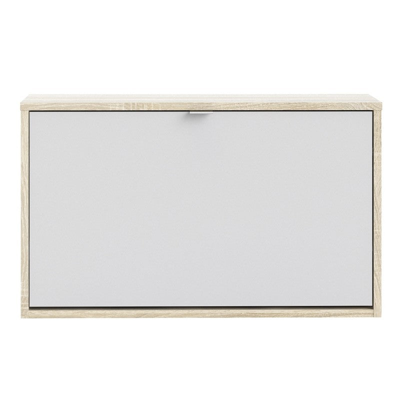 Axton Choctaw Shoe Cabinet with 1 Tilting Door And 2 Layers In Oak Structure White