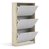 Axton Choctaw Shoe Cabinet With 3 Tilting Doors And 2 Layer In Oak Structure White