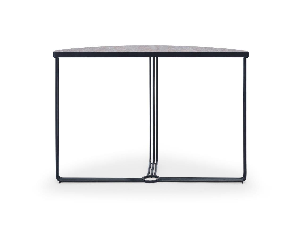 Gillmore Space Finn Demi Lune Console Table Dark Stone Top & Black Frame