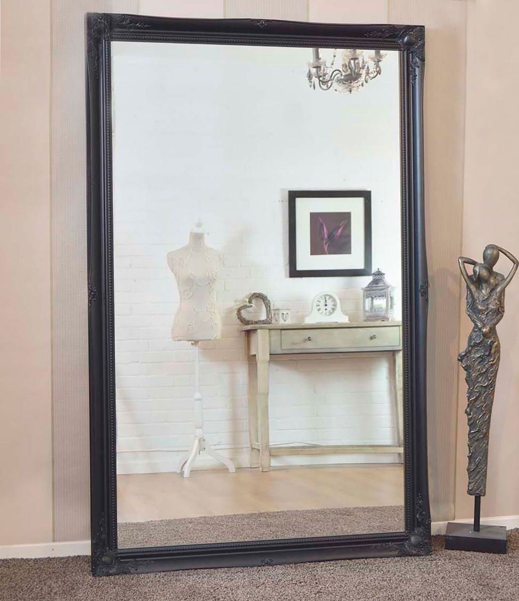 Carrington Baroque Black Shabby Chic Design Leaner Mirror 168 x 107 CM