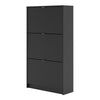 Axton Choctaw Shoe Cabinet With 3 Tilting Doors and 2 Layers In Matt Black