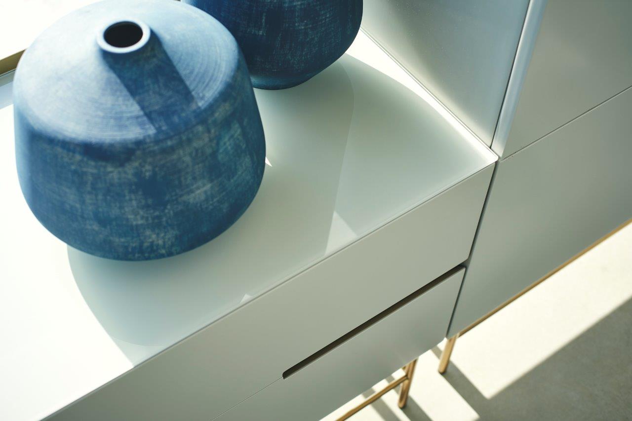 Gillmore Space Alberto Door & Drawer Combination Sideboard White With Brass Accent