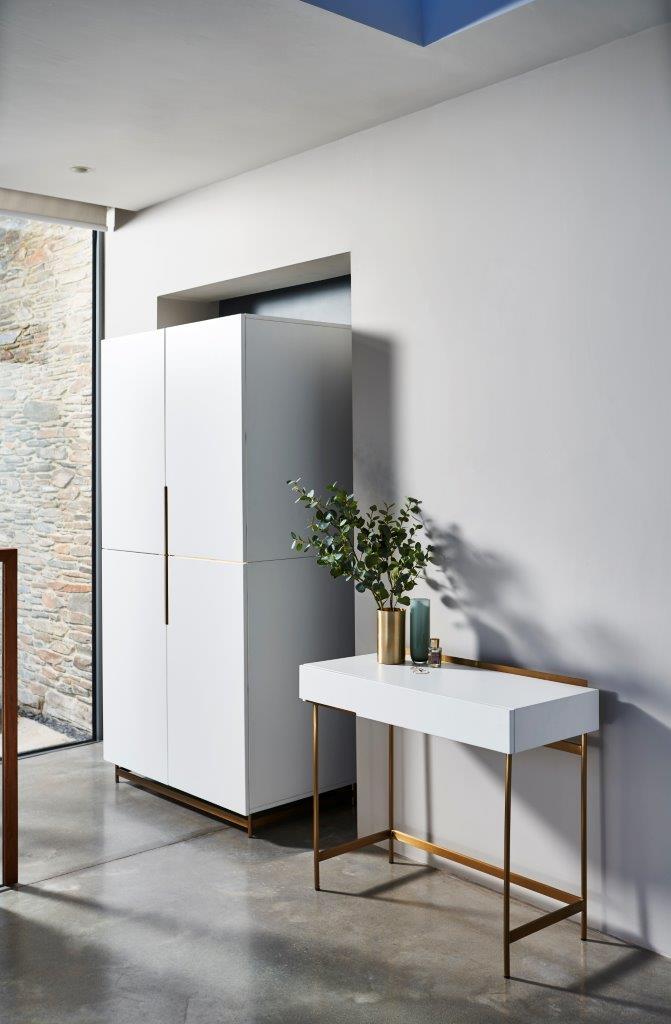 Gillmore Space Alberto Wardrobe White With Brass Accent