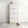 Axton Choctaw Shoe Cabinet  With 4 Tilting Doors And 2 Layers In Oak Structure White