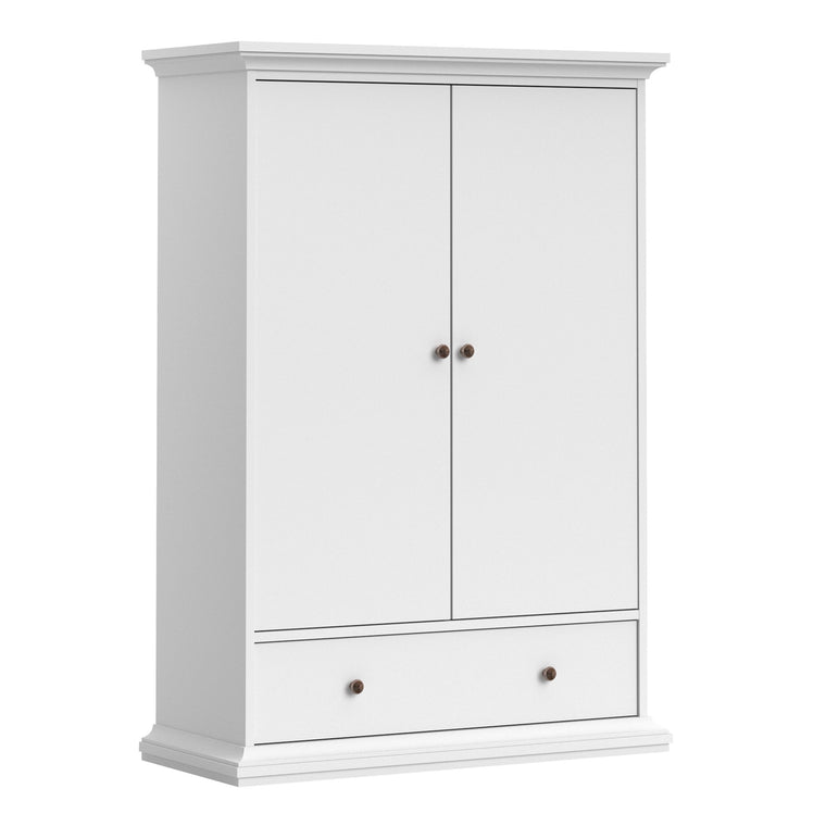 Axton Westchester Wardrobe with 2 Doors 1 Drawer 2 Shelves In White