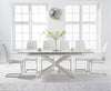 Britolli 180cm Extending Ivory White Ceramic Dining Table With White Legs