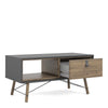 Axton Longwood Coffee Table With 1 Drawer In Matt Black Walnut.