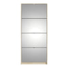 Axton Choctaw Shoe Cabinet With 4 Mirror Tilting Doors And 2 Layers In White