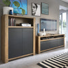 Axton Morris 2 Door Cupboard With Open Shelf In Lefkas Oak With Matt Black Fronts