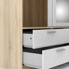 Axton Clason Wardrobe 3 Doors 6 Drawers in Oak with White High Gloss