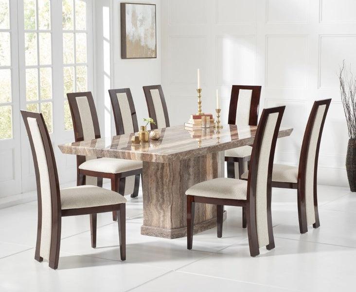 Como 200cm Brown Marble Dining Table