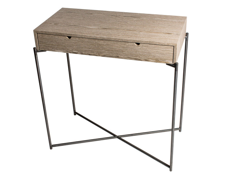 Gillmore Space Iris Small Console Table With Drawer In Weathered Oak Top