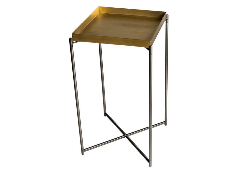 Gillmore Space Iris Square Plant Stand Brass Tray