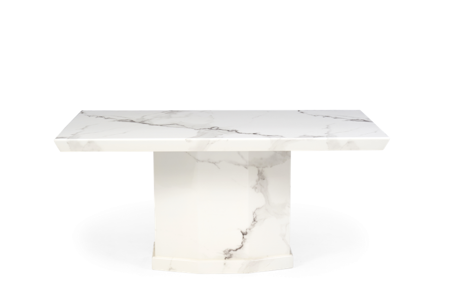 Como 200cm Ivory White Marble Dining Table