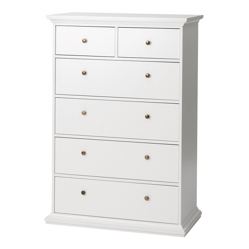 Axton Westchester Chest of 6 Drawers In White