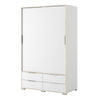 Axton Clason Wardrobe - 2 Doors 4 Drawers In White and Oak