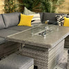 Home Junction Olympus Grey Modular Corner Sofa with Coffee to Dining Rising Gas Firepit Table and Stool