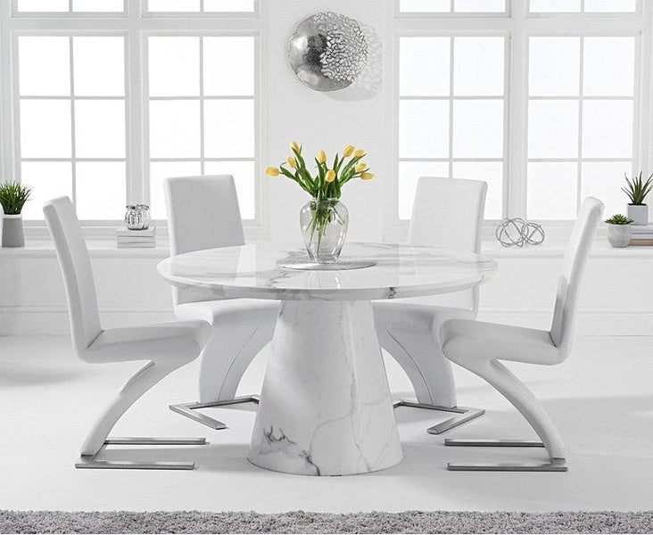 Ramiro 130cm Round Ivory White Marble Dining Table