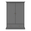 Axton Westchester Wardrobe with 2 Doors 1 Drawer 2 Shelves In Matt Grey