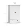 Axton Westchester Wardrobe with 2 Doors 1 Drawer 2 Shelves In White