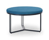 Gillmore Space Finn Small Circular Coffee Table Or Footstool Admiral Blue Upholstered top & Black Frame