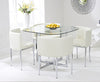 Abingdon Stowaway Glass Dining Set With 4 Dining Chairs