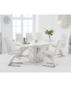 Alice 180cm Ivory White Marble Dining Table