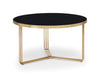 Gillmore Space Finn Small Circular Coffee Table Black Glass Top & Brass Frame