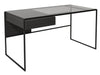 Gillmore Federico Desk Clear Glass Top, Black Stained Oak Drawer & Black Frame